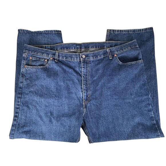 Levis 505 Jeans Mens 52x32 Regular Fit Straight Leg Non-Stretch Blue Stone Wash - Picture 3 of 15